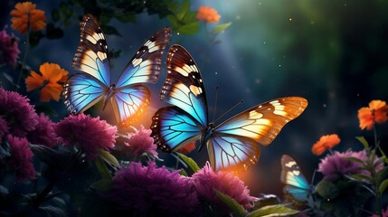 Fototapeta na wymiar a group of butterflies on a flower