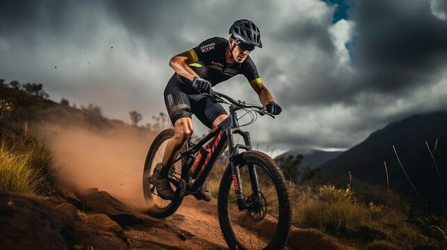 A Man Riding A Bike On A Dirt Trail