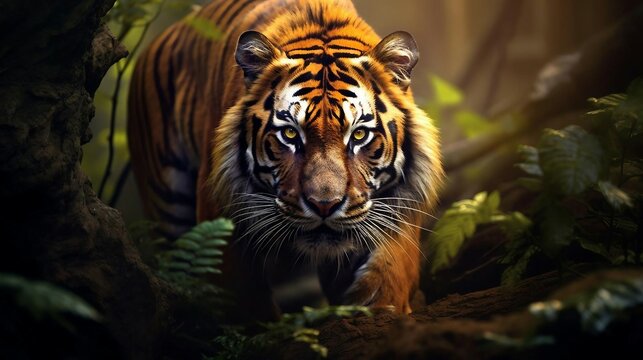 a tiger in a tree