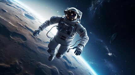 a person in a space suit underwater