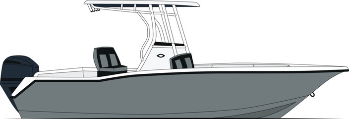 High quality Fishing boat vector art, line art and illustration