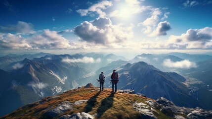 two people on a mountain