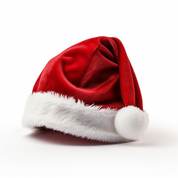 red christmas hat on white background. Made with generative ai