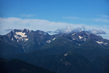 Big Thach mountain range. Summer landscape Mountain with rocky peak. Russia, Republic of Adygea, Big Thach Nature Park, Caucasus