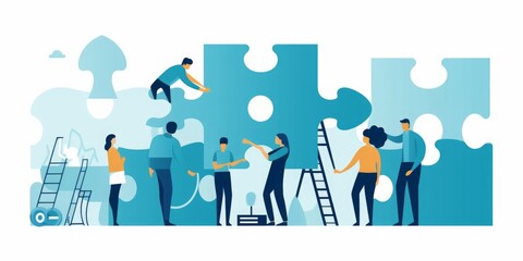 Team cooperation concept. Business  illustration, Generative AI