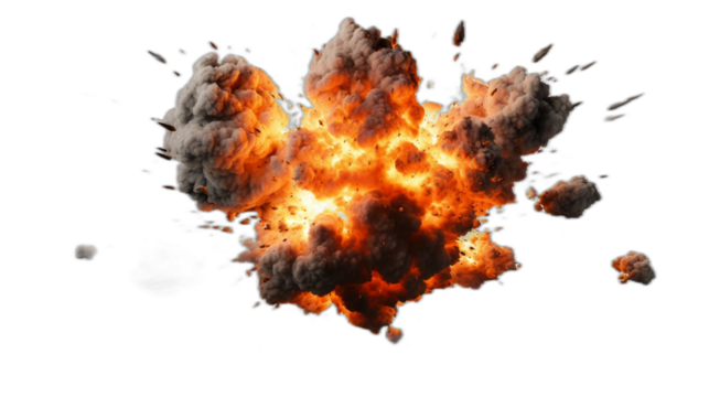 realistic explosion on transparent background