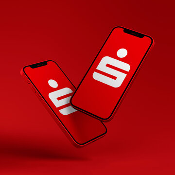 Sparkasse Logo Smartphone Schweben Display