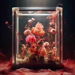 glass box with flowers beautiful illustration