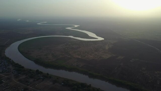 Aerial view of Omo river Omo Valley Omorate Ethiopia