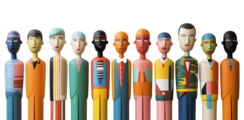 Diversity and inclusion concept. Wooden human figures of different gender, age and race.