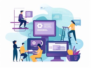 Web development team  illustration, Generative AI