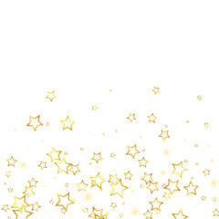 Starry night fairy tale background. Cute sparkling twinkles, christmas spirit in the air. Festive stars vector illustration on white background.