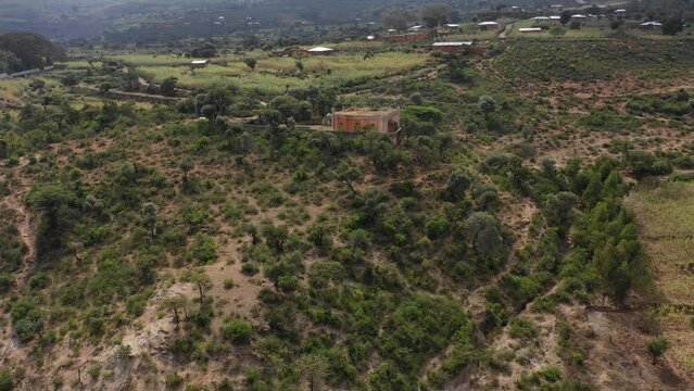 Aerial view of muslim holy site in the countryside Harar Ethiopia