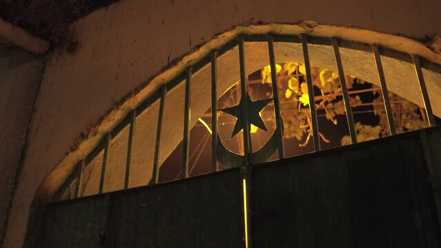 Star on the entrance of a holy shrine at night Harari region Harar Ethiopia