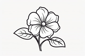 A simple black and white line art drawing of a cute flower for coloring book fun