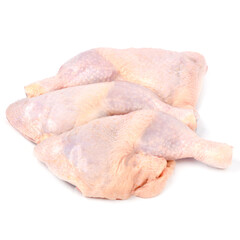 Halal chicken legs on a white background