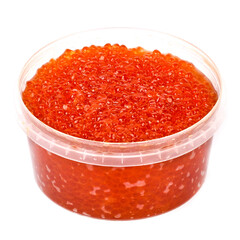 Red caviar on a white background