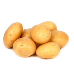 Washed potatoes on a white background