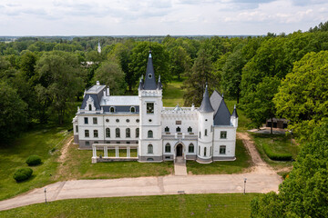 Fototapeta na wymiar Stameriena Castle in Eastern Latvia after the facade reconstruction in 2019
