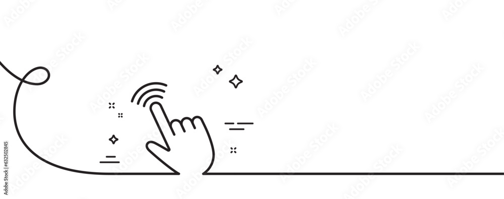 Poster hand cursor line icon. continuous one line with curl. click action sign. finger pointer symbol. curs