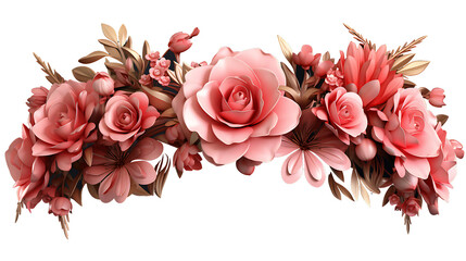 Creative Rose Floral crown isolated on transparent background