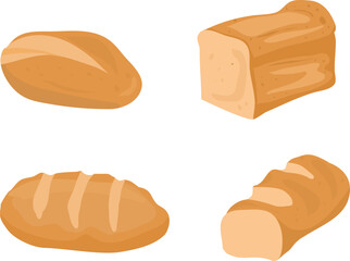 Set with realistic isolated bread wheat products with croissants and toast