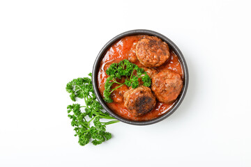 Tasty meat food and homemade food concept - meatballs