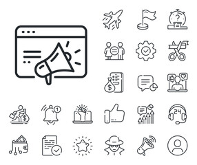 Web targeting sign. Salaryman, gender equality and alert bell outline icons. Seo marketing line icon. Traffic management symbol. Seo marketing line sign. Spy or profile placeholder icon. Vector