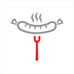 sausage on fork icon vector illustration symbol