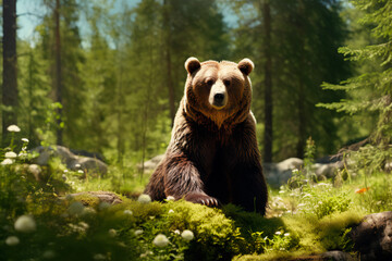 Fototapeta premium A bear in a mountain forest