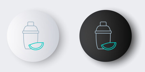 Line Cocktail shaker with lime icon isolated on grey background. Colorful outline concept. Vector