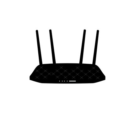 recommend clip art: Wireless wi-fi black router with four antennas logo design. Modern Wi-Fi router for 5G vector design and illustration.


