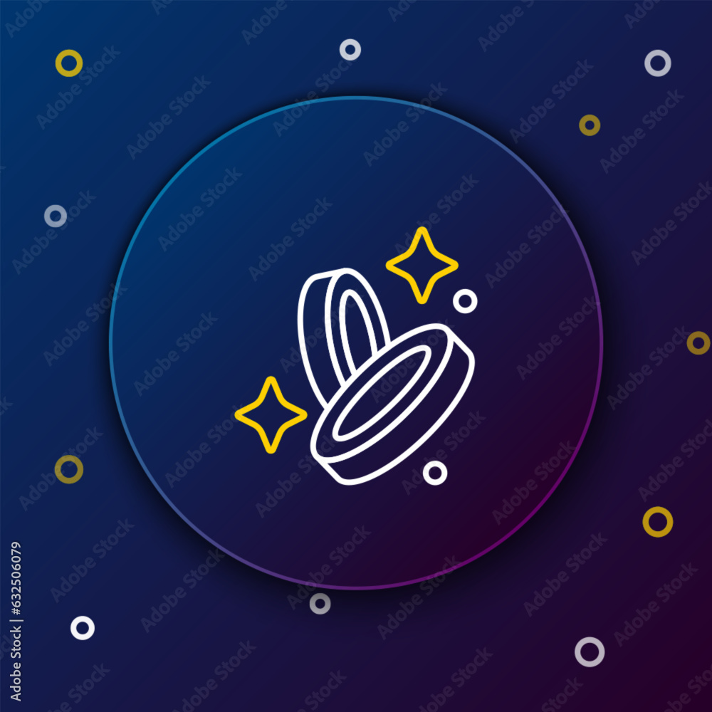 Sticker line pirate coin icon isolated on blue background. colorful outline concept. vector