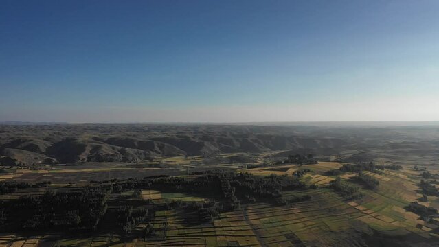 Fields in the highlands Amhara region Weldiya Ethiopia
