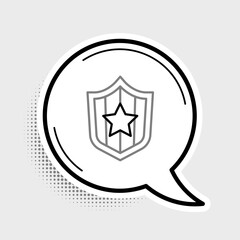 Line Shield with stars and stripes icon isolated on grey background. United States of America country flag. 4th of July. USA Independence day. Colorful outline concept. Vector