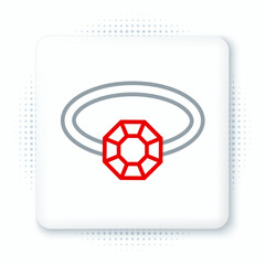 Line Diamond engagement ring icon isolated on white background. Colorful outline concept. Vector