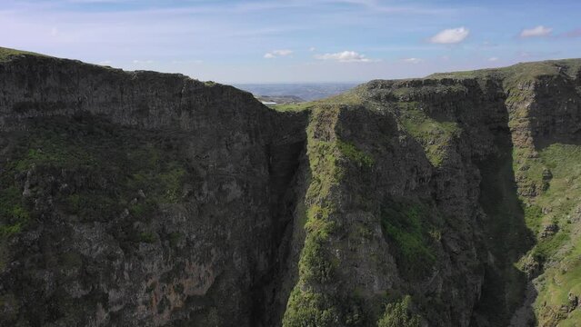 Aerial view of menelik's window Amhara Debre Sina Ethiopia