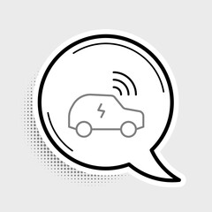 Line Smart car system with wireless connection icon isolated on grey background. Remote car control. Colorful outline concept. Vector