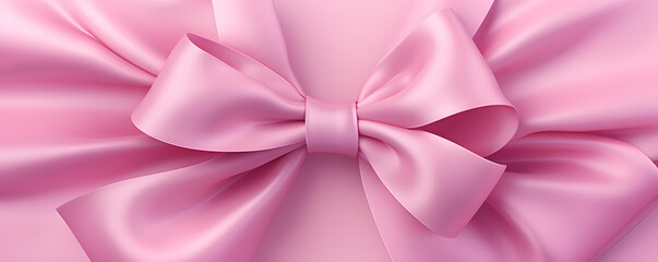Soft smooth pink ribbon with bow isolated on light pink background