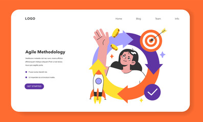 Agile methodology web banner or landing page. Project management