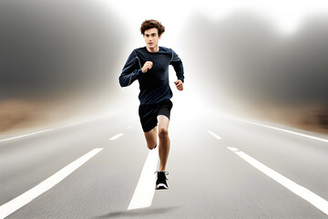 Fototapeta na wymiar Running person-Sprinting athlete-Jogging scene-generativa AI