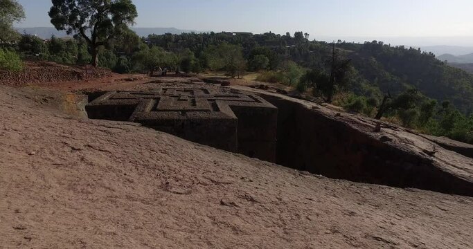 Monolithic rock-cut church of bete giyorgis Amhara Region Lalibela Ethiopia