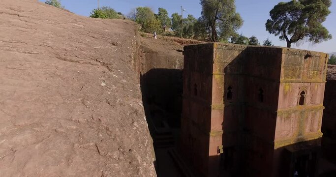 Monolithic rock-cut church of bete giyorgis Amhara Region Lalibela Ethiopia