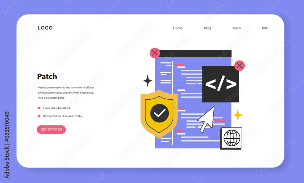 Poster patch software web banner or landing page. operating system updates