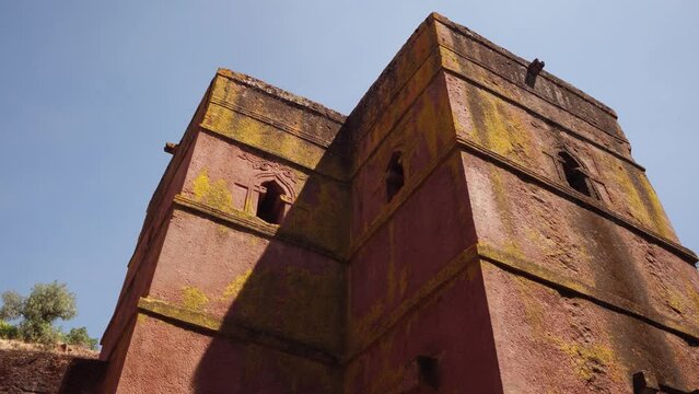 Monolithic rock-cut church of bete giyorgis Amhara Region Lalibela Ethiopia