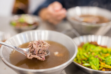 Fresh are beef soup in Tainan of Taiwan famous cuisine