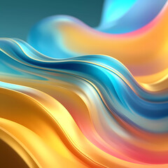 Wavy colorful gradient fluid background with yellow, orange, blue and turquoise colors