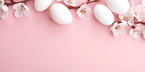 Fototapeta na wymiar Easter eggs white on a pale pink background