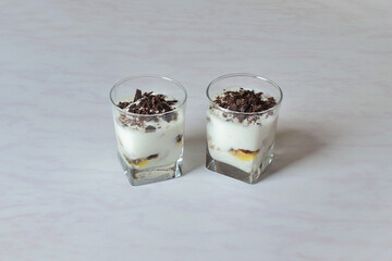 Dessert in portioned glasses