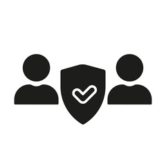 Safety in Business Silhouette Icon. Security for Users Team Glyph Pictogram. Human Data Protection Symbol. Shield Protect Group Of People Solid Sign. Isolated Vector Illustration